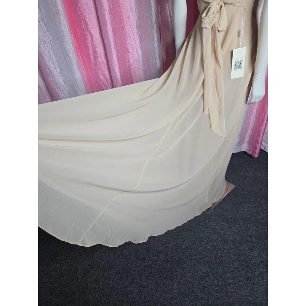 Stacees Champagne Bridesmaid Wedding Prom Formal Gown Size 8 NWT